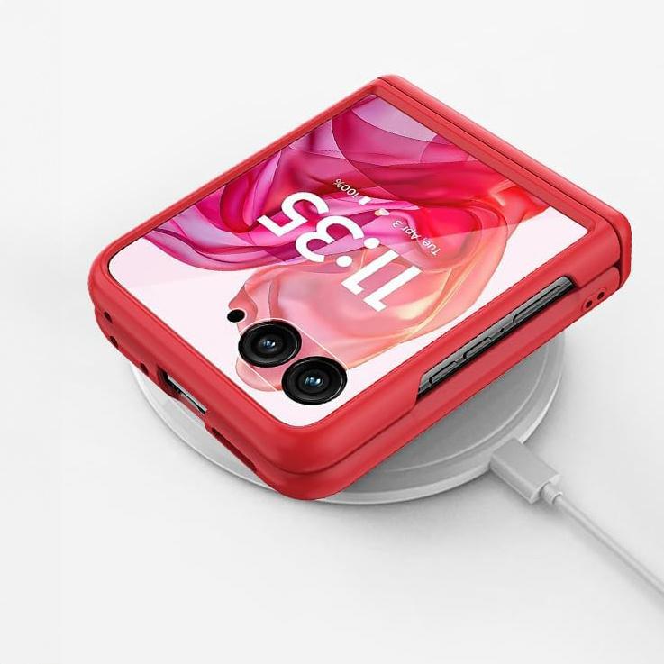 Motorola Razr 70 Ultra / 60 Ultra - Glitter PC Case with Glass and Stand - Red