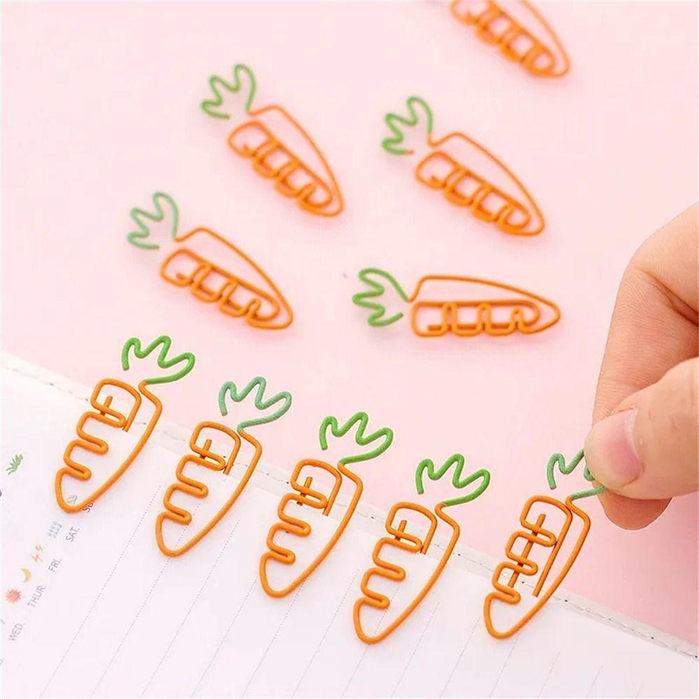 5pcs Reading Assistant Carrot Paper Clip Binder Clip Carrot Metal Bookmark Creative School Supply
