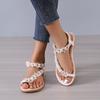 New Flat-bottomed Flower One-word Plus Size Shoes Size 43 Bohemian Sandals
