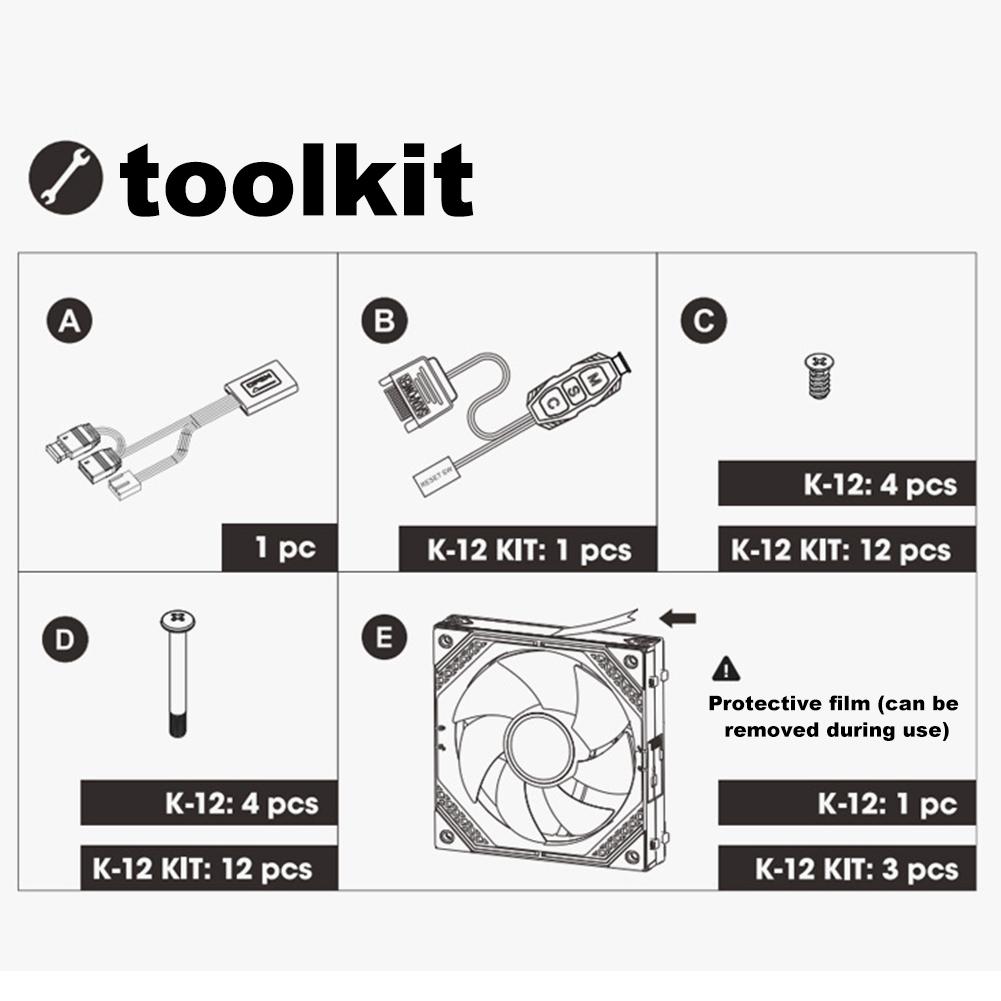 120 мм вентилятор для корпуса ПК 2000 PRM 5 В 3-контактный ARGB 4-контактный ШИМ вентилятор для корпуса(Обратный черный)