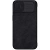Чехол Nillkin Qin Leather для iPhone 14 Plus - черный флип-чехол с защитой камеры