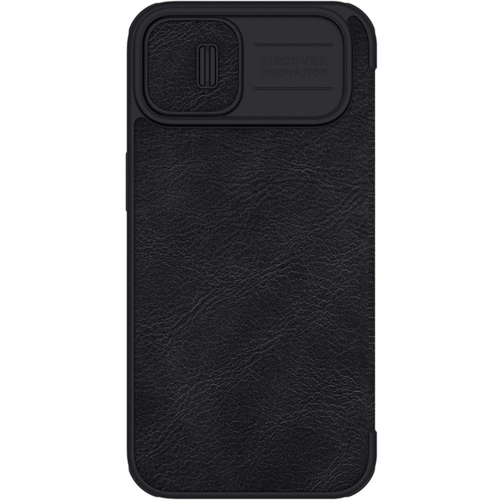 Чехол Nillkin Qin Leather для iPhone 14 Plus - черный флип-чехол с защитой камеры