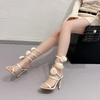 New Women Sexy High Heels Pumps Flower Ankle Strap Roman Sandals Open Toe Fashion Nightclub Party Dress Shoes