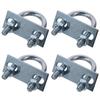 4 шт., стальные, оцинкованные круглые U-образные болты, серебристые с гайкой, шайбой, круглым изгибом, U-образным зажимом