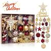 70Pcs/Box Assorted Merry Christmas Ornament Shatterproof Xmas Ball Star Tree Topper Hanging Stocking Snowflake Holiday Party Decoration