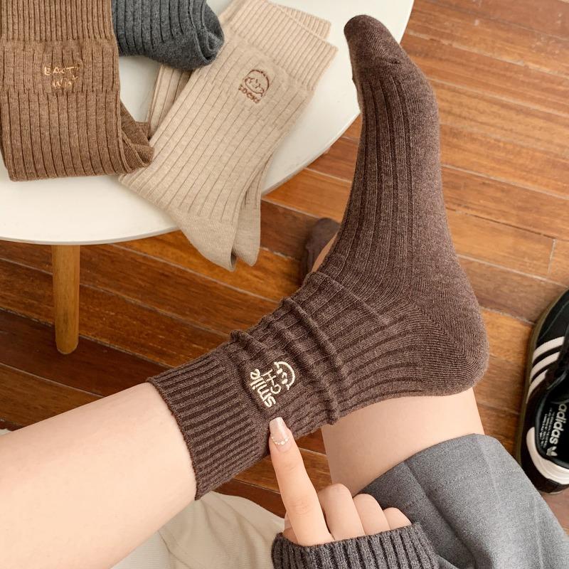 Ladies Spring and Autumn New Personality Cute Cartoon Cute Pet Embroidery Letters In The Tube Pile Socks