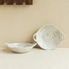 Coarse Pottery Binaural Bowl Hand-Painted Ceramic Bowl Practical Tableware Portable Bowl Household Bowl Salad Bowl Vegetable Bowl