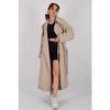 Women's Beige Belted Seasonal Trench Coat