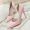 Fashion Sexy Pointed Toe Patent Leather Design Women Pumps Shallow Hollow Women Elegant Thin High Heels Stripper Shoes Career Work Shoes