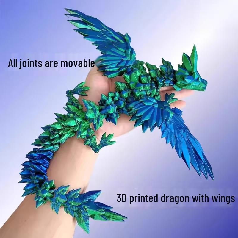 Набор светящегося яйца дракона, напечатанного на 3D-принтере, и подвижной игрушки кристального дракона для детей