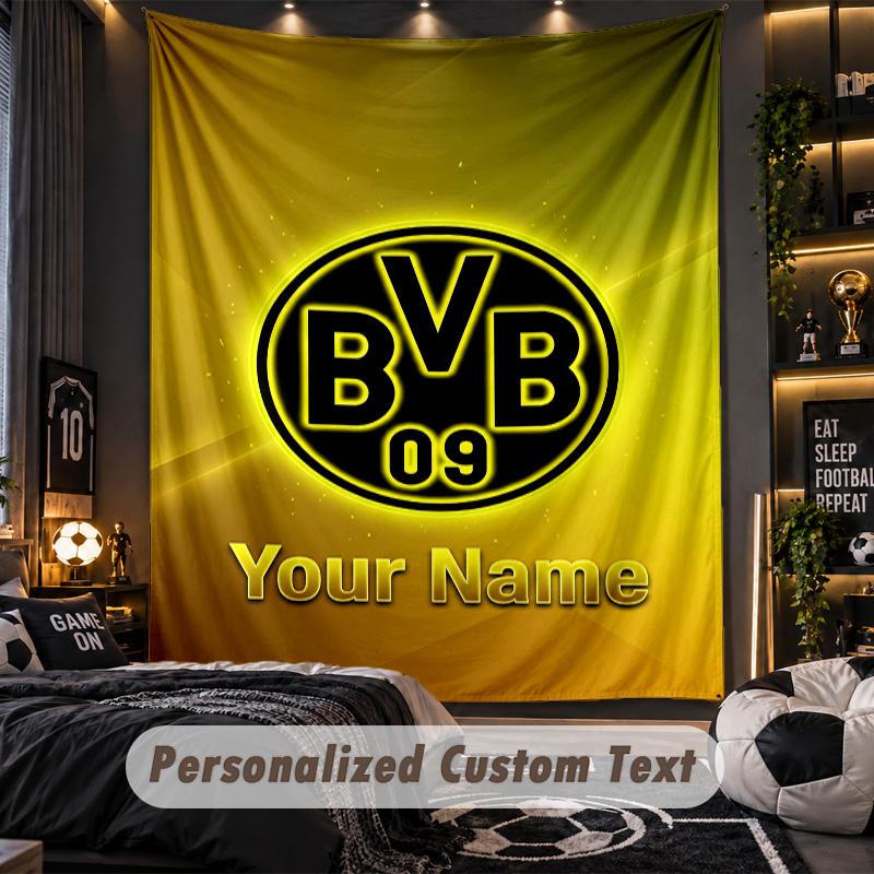 TapestryBorussia Dortmund Custom Name Text Personalized Wall Hanging Tapestry Home Wall Decor