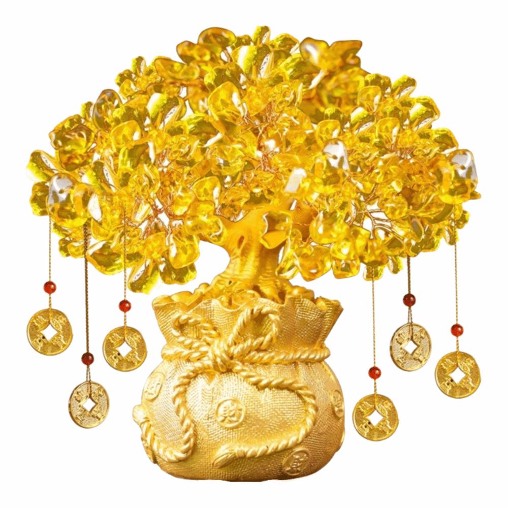Feng Shui Lucky Money Tree Chinese Style Fortune Ornament Natural Crystal Wealth Tree Home Decor