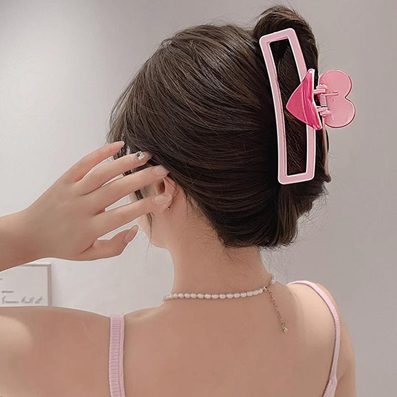 Новые розовые заколки-крабы для волос в форме сердца большого размера для женщин и девочек, милые аксессуары для волос, заколка-краб в форме прямоугольника