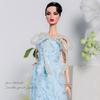 Embroidery Luxurly Doll Supermodel Blue Dress Doll Princess Dress  For 30cm Doll/for 1/6 BJD Dolls