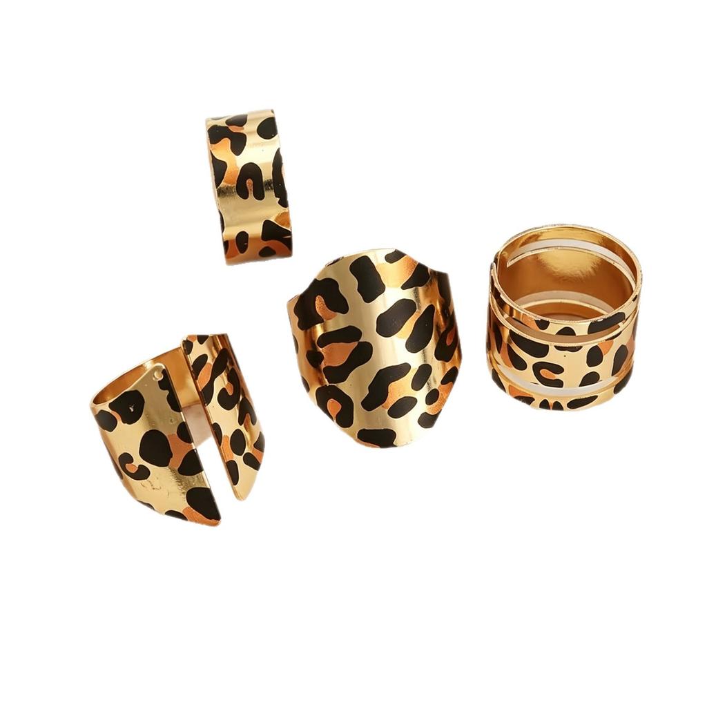 Geometric Irregular Opening Autumn and Winter Personality Leopard Striped Ring Female