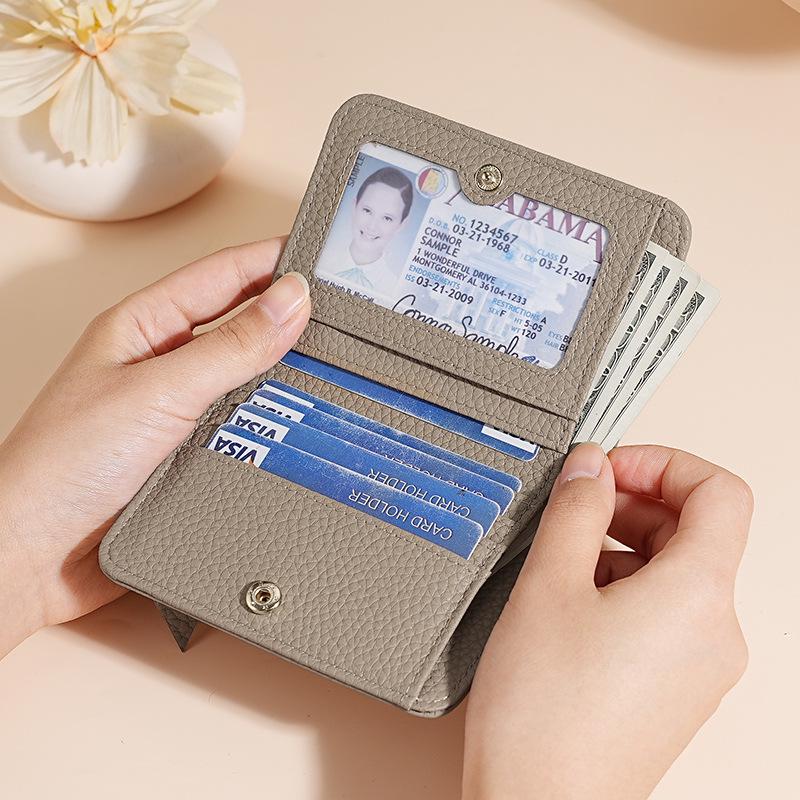 Мини-кошелек из натуральной кожи с RFID-защитой для женщин, с держателем для карт, карманом на молнии для монет