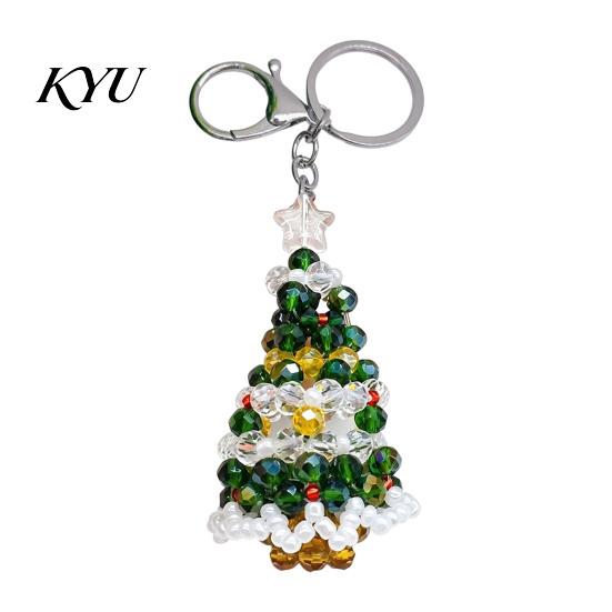 Christmas Beaded Keychain Handmade Keychain, Xmas Tree Wreath Gift Box Bell Decorative Key Ring Santa Keyring, Backpack Hanging Decor for Party Favors