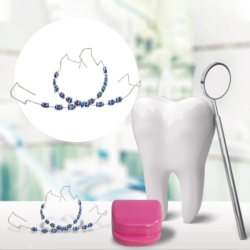 2 шт. Модные стоматологические накладные брекеты Металлические дуги Брекет Временное украшение зубов Ортодонтические лигатурные резинки для ежедневной защиты зубов