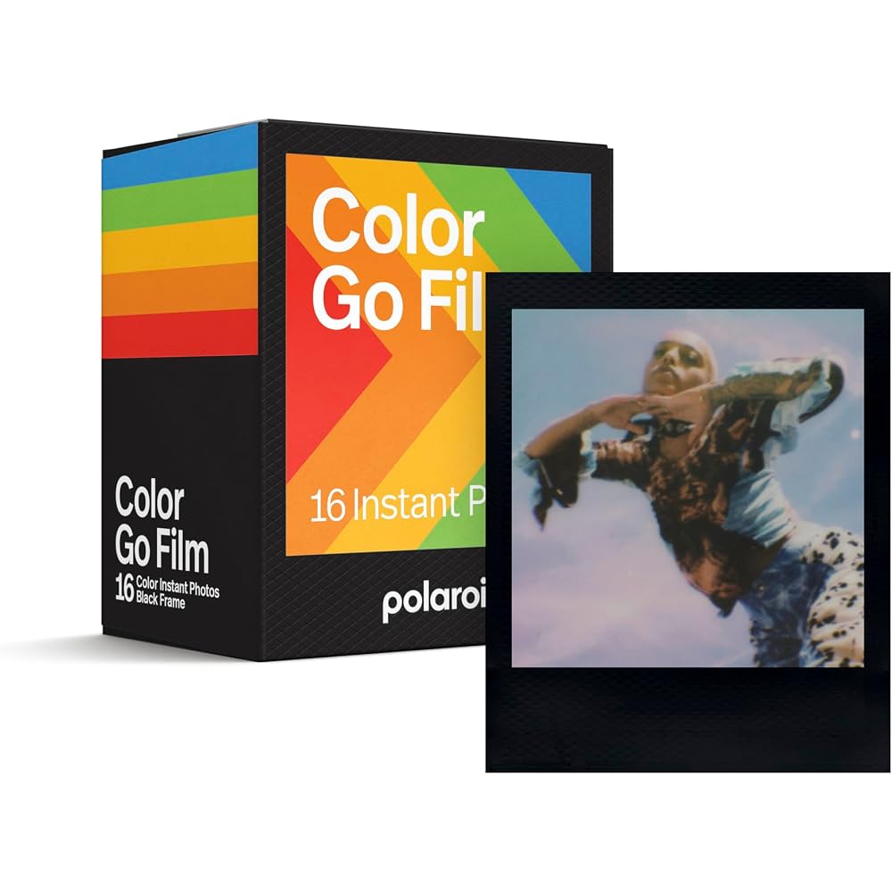 Polaroid Go instant film double pack - Black Frame Edition, 16 sheets of color film, black frame (6211)