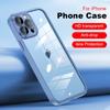 Luxury Shockproof Armor Acrylic Transparent Case for iPhone 14 13 12 11 Pro Max With Glass Lens Protector Soft Silicone Frame Cover