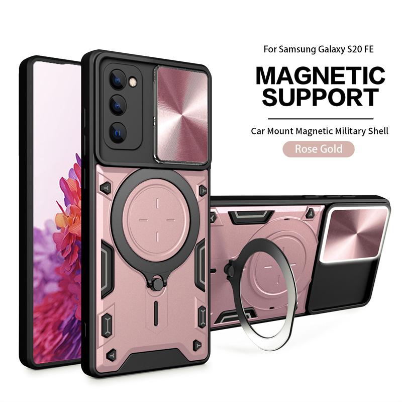 For Samsung Galaxy S20 FE 5G Case Magnetic Metal Ring Holder Armor Cases For Galaxy S20 FE 2022 S20FE Slide Lens Protect Cover