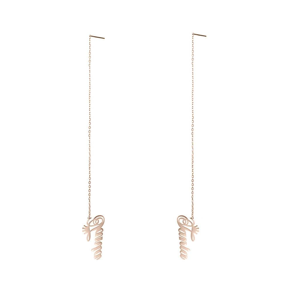 Серьги Sherman Custom Name Linear Threader с длинными кисточками и буквами, женские ювелирные изделия из нержавеющей стали