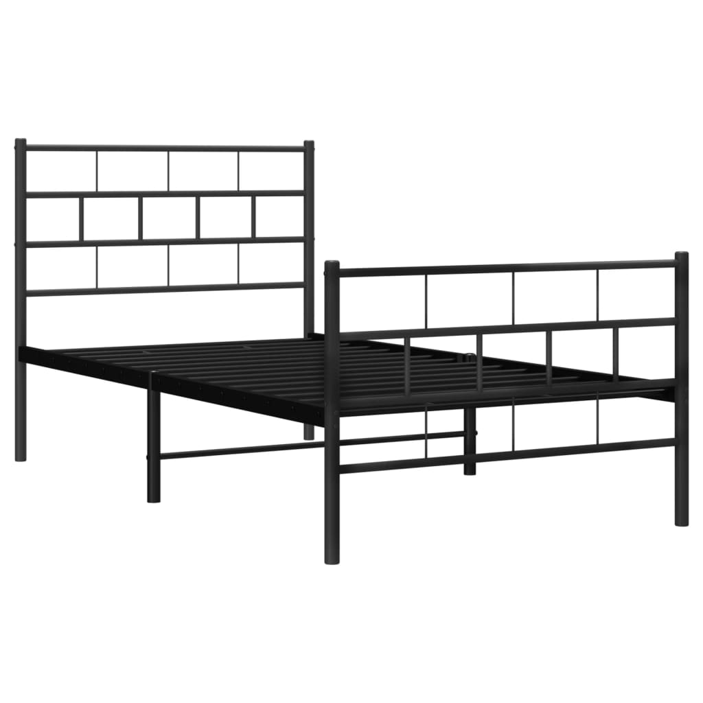Vidaxl Metalowa Rama Łóżka Z Wezgłowiem I Zanóżkiem, Czarna, 107X203Cm