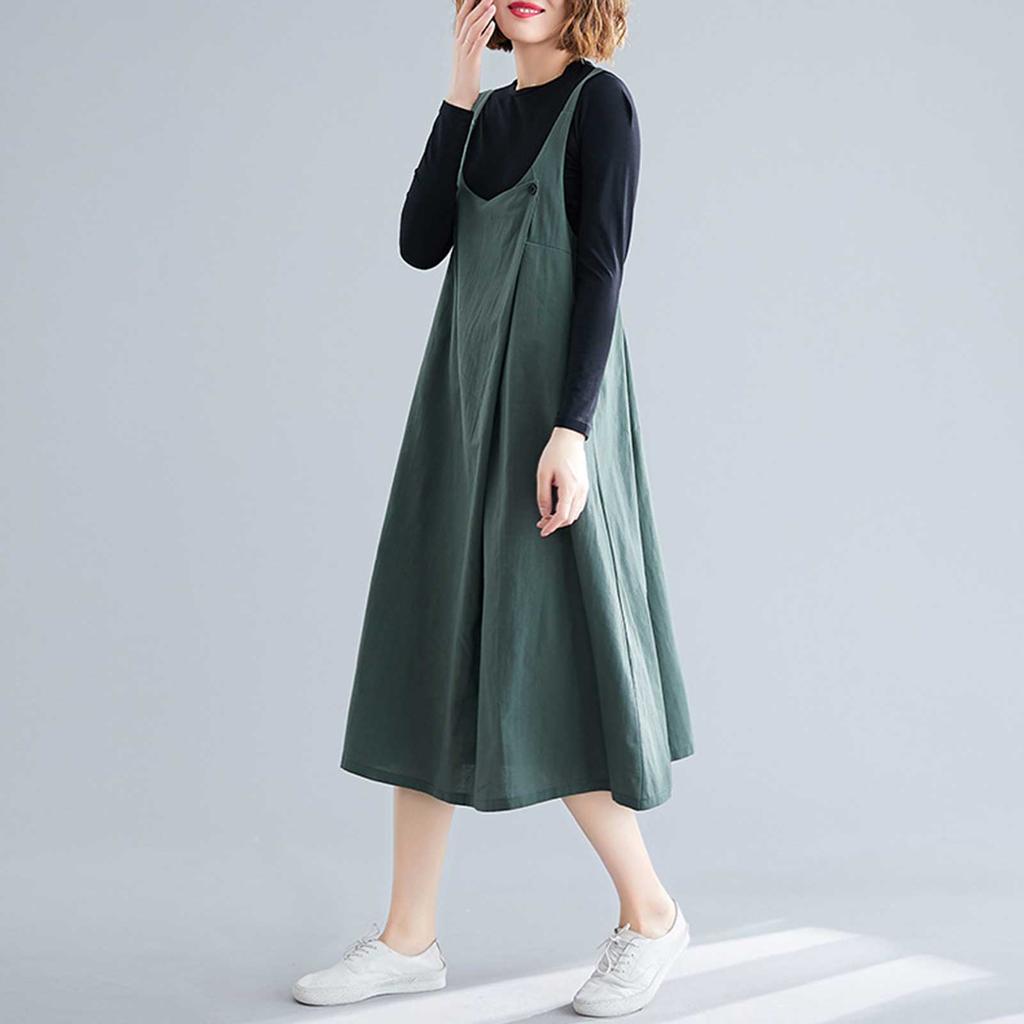Женское хлопково-льняное платье-сарафан с широкими бретелями, нагрудными карманами на пуговицах и открытой спиной, повседневная свободная линия