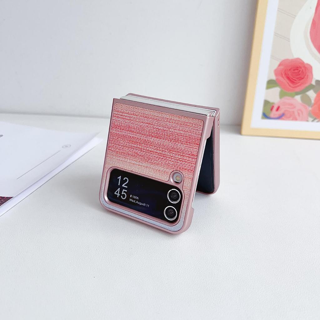 Переливающийся чехол для телефона с текстурой кожи для Samsung Galaxy Z Flip7/6/5/4 - Складная защитная крышка