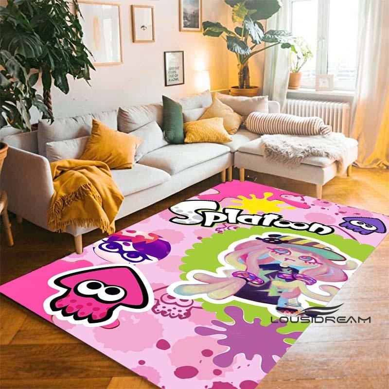 Cartoon Anti-Slip Mat for Kids, PC Gamer, 3D Gaming, Splatoon Rug, Home Carpet, Living Room, Bedroom, Sofa, Doormat, Area Decor1