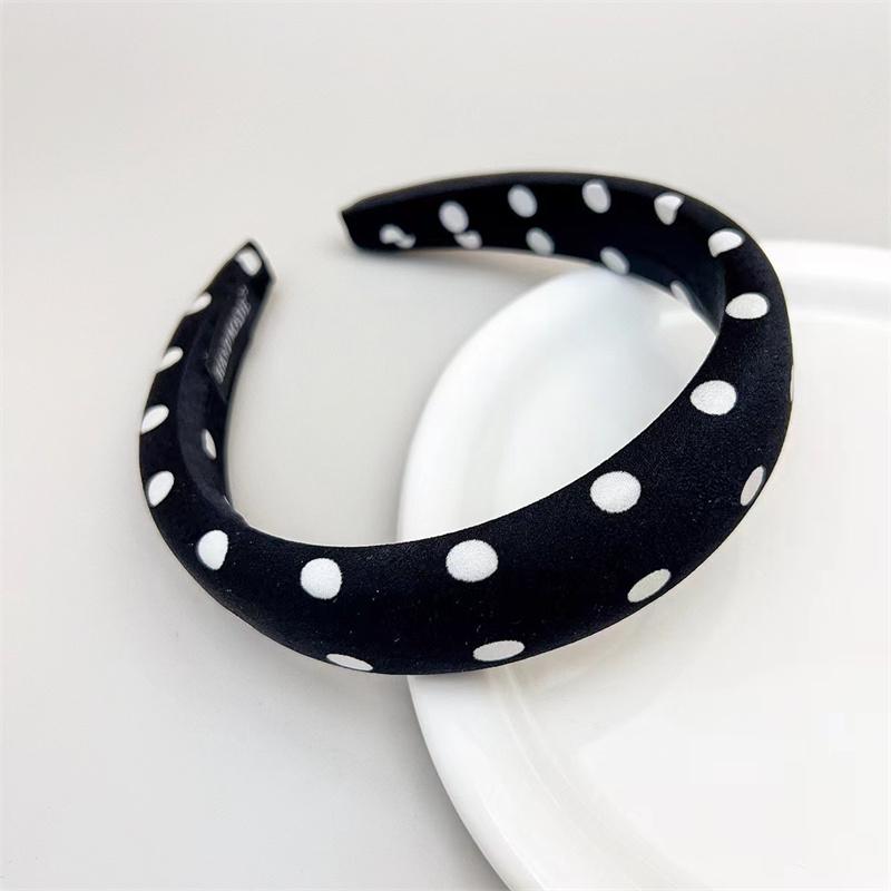 Женская повязка на голову с принтом в горошек 3 см, губчатая подкладка, аксессуары для волос для ежедневных покупок для девочек