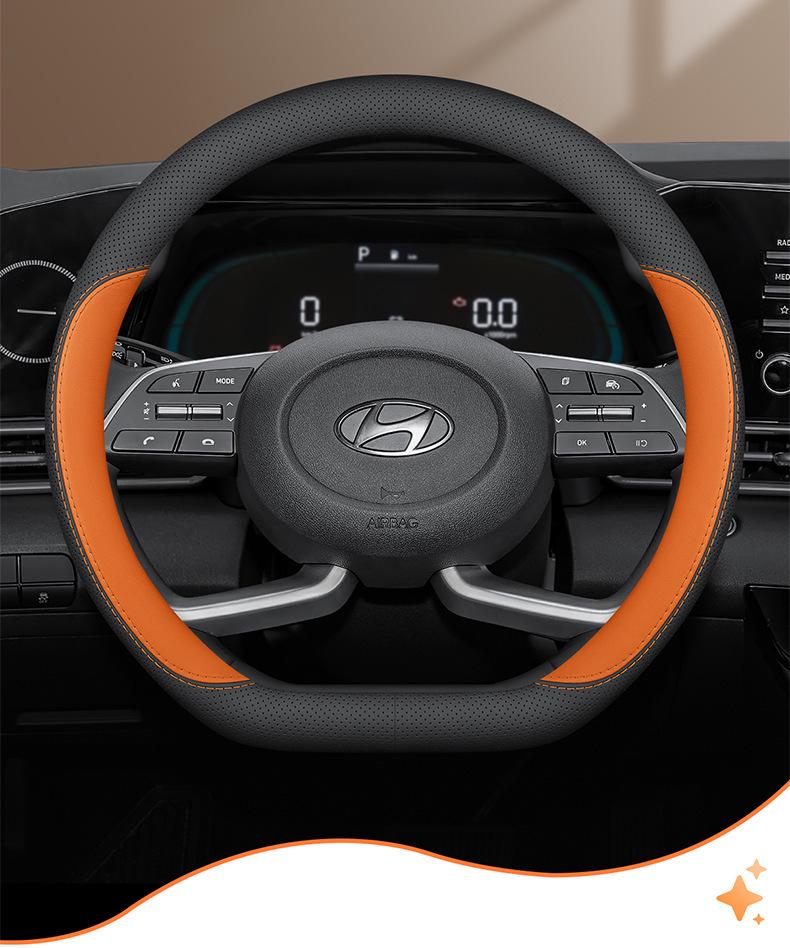 Ультратонкий чехол на руль из натуральной кожи для Hyundai Elantra, Tucson, Sonata, Santa Fe и Mistra.