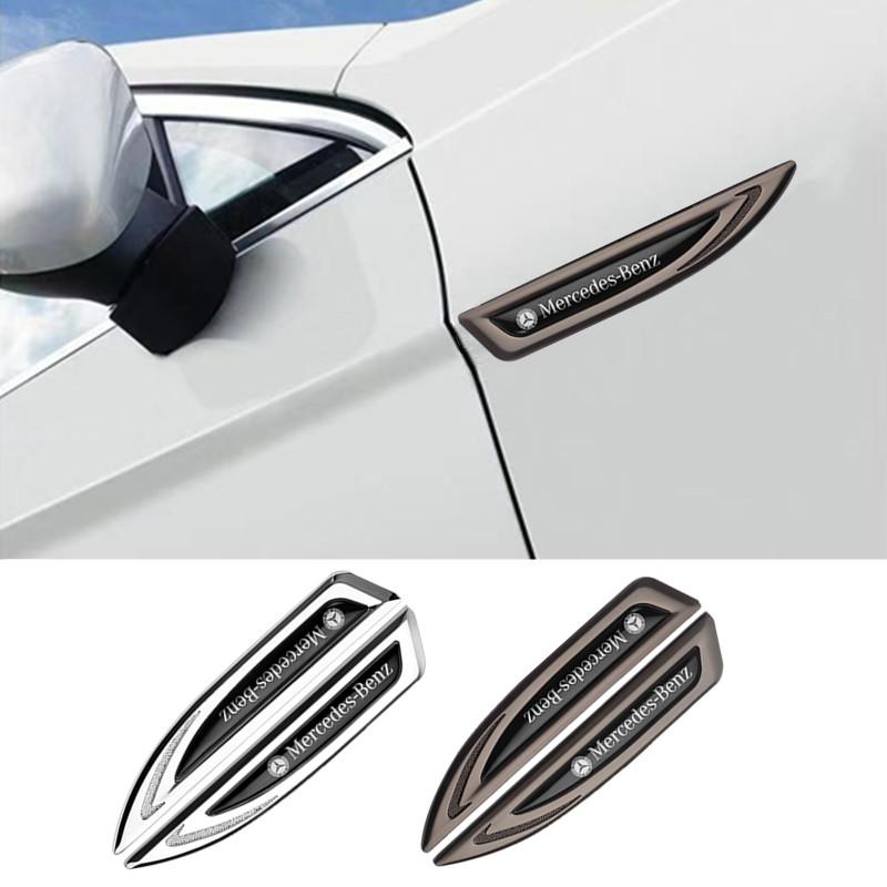 Benz amg 2PCS 3D Metal Styling Car Body Fender Emblem Sticker For Mercedes Benz B/C/E/S Class A Class C200L GLC GLK Accessories