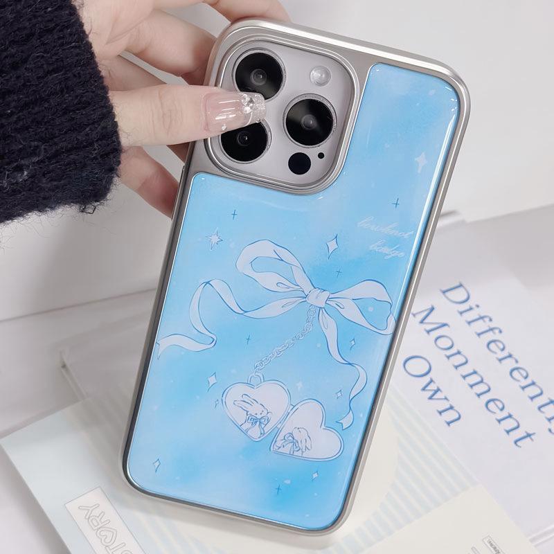 Гальванизированный серебристый чехол с капельным клеем для iPhone 13/14/15 Pro Max и Huawei P70 Pro