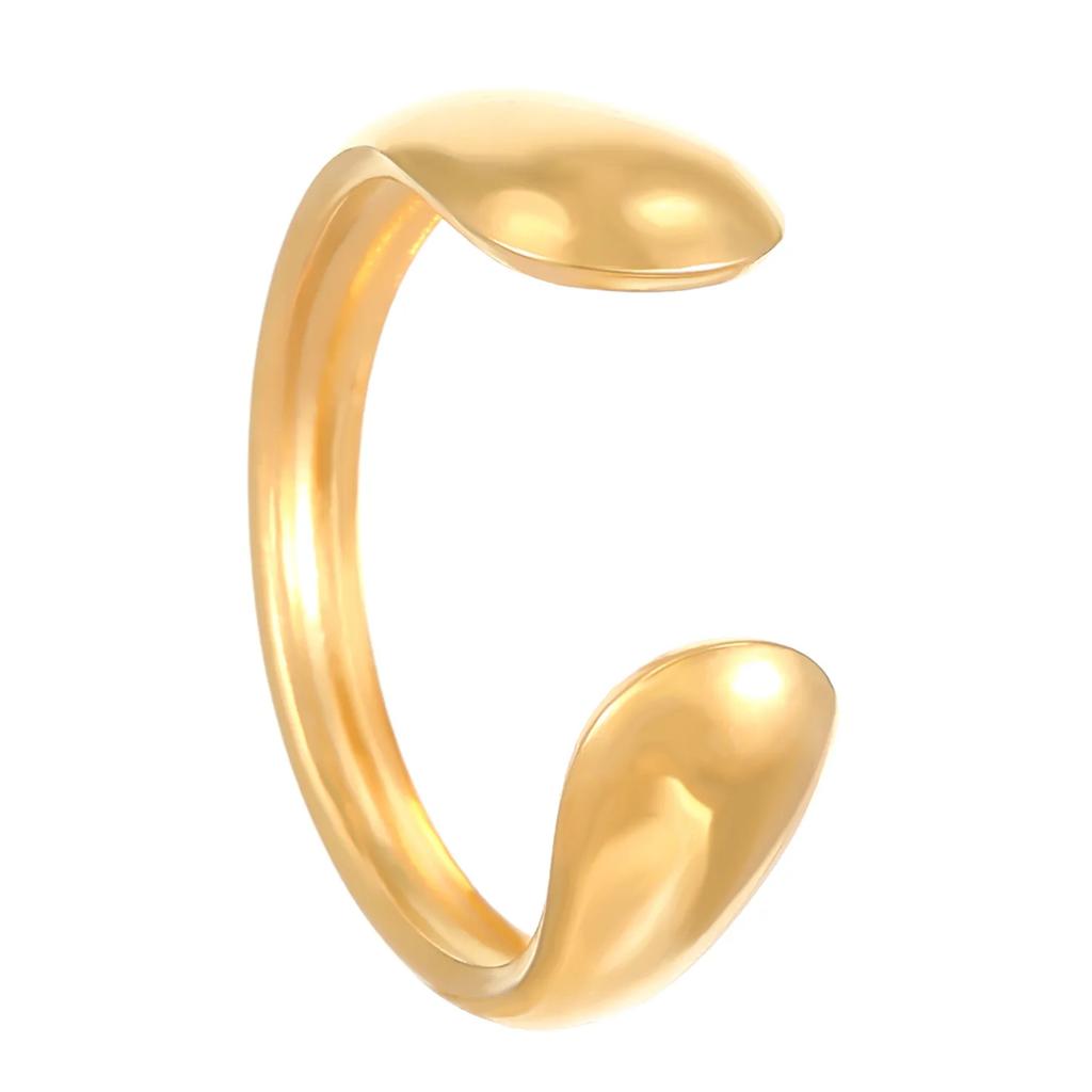 LATS Elegant Stainless Steel Big Bloom Flower Rings for Women 18K Gold-plated Open Rings Finger Jewelry Wedding Her Gift Punk