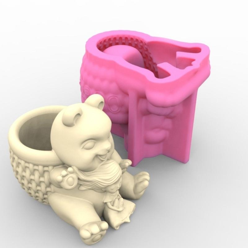 Силиконовые формы для медведей и девочек, держатель для ручек, форма для эпоксидной смолы, инструмент для изготовления сочных горшков для поделок
