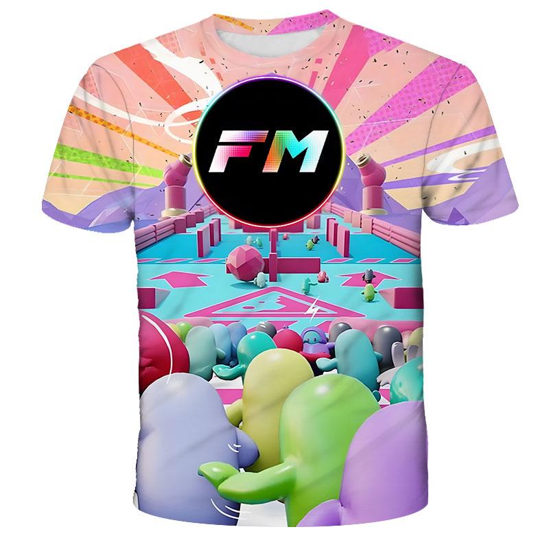 Kawaii Stumble Guys Cartoon 2022 Мальчики Детская футболка с 3D-принтом О-образным вырезом Рубашка с рукавами Детская одежда Повседневная одежда для дня рождения Топы