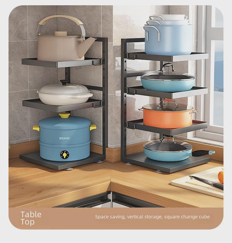 Многоуровневая стойка для хранения кастрюль на кухне, под раковиной и на столешнице