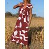 Summer Ladies A Line Dress With Geometric Print And V Neck For Casual Wear