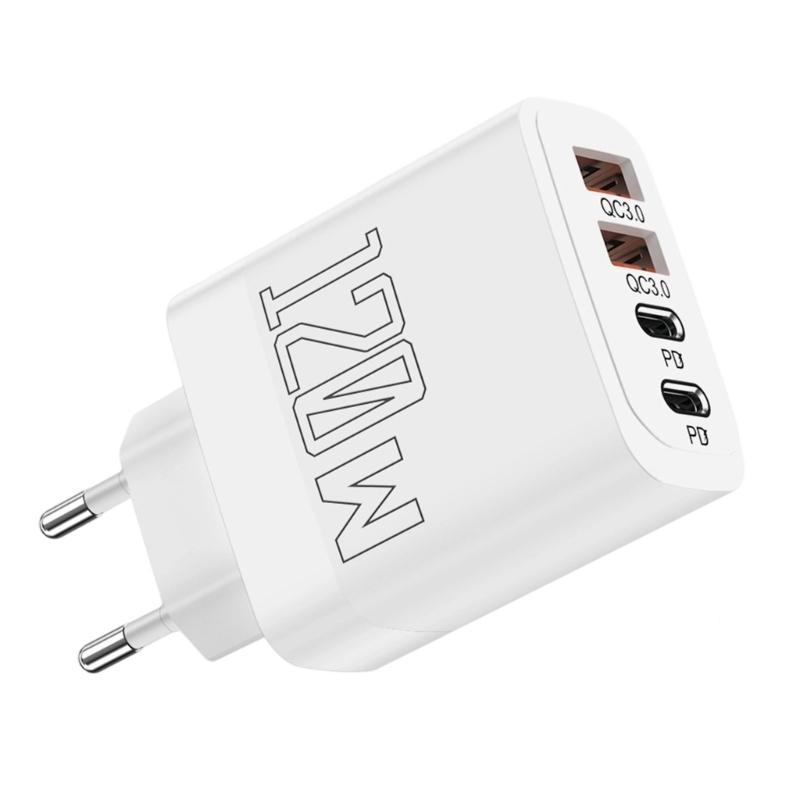 120 Вт Двойной PD Двойной USB-порт Блок быстрой зарядки EU-вилка Тип C USB Настенное зарядное устройство для телефона Планшета Быстрый адаптер питания
