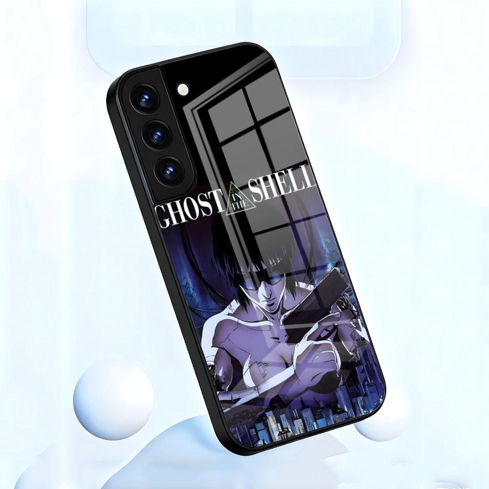 Чехол для телефона Anime G-ghost In The S-shell для Samsung S26 S25 S24 FE S23 S22 S21 Plus S20 Ultra Note20Ultra Черная стеклянная крышка