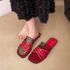 Fashion 2025 New Slim Hand-woven Mid-heel Soft-soled Fashion Sandals, Versatile Casual Women's Cool Mop