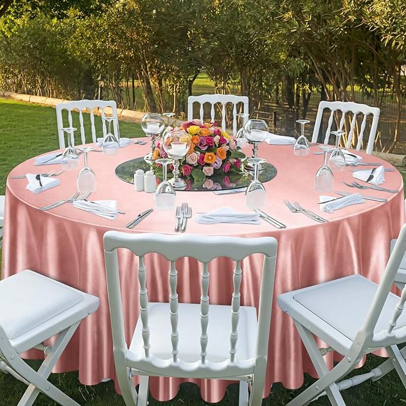 Round Satin Tablecloth Sky Blue Bright Silk Tablecloth For Baby Shower Wedding Birthday Party Banquet Christmas Table Decor
