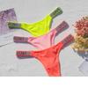 Женские трусики с блестящими стразами, сексуальное женское белье, женское нейлоновое нижнее белье с низкой посадкой, женское нижнее белье, секретные стринги неонового цвета, женские стринги
