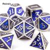 7 шт. серебристо-синие стандартные металлические кубики, набор цельнометаллических многогранных кубиков, подходящий для ролевой ролевой игры, настольной игры, карточной игры