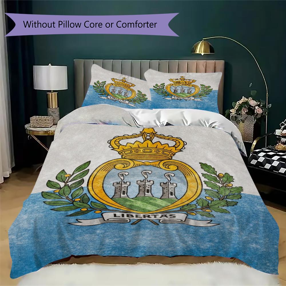 San Marino Pattern Bedding uilt Set uilt Cover Pillowcase Home Decoration Birthday Gift (1 * duvet cover + 2 * pillowcase without core)