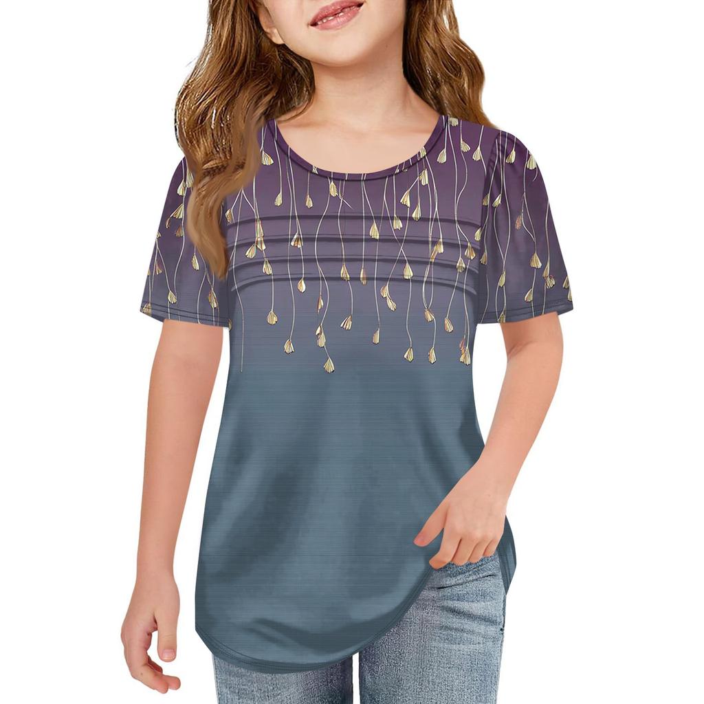 Детские футболки-поло Летнее пальто для отдыха с короткими рукавами Футболка с круглым воротником и принтом