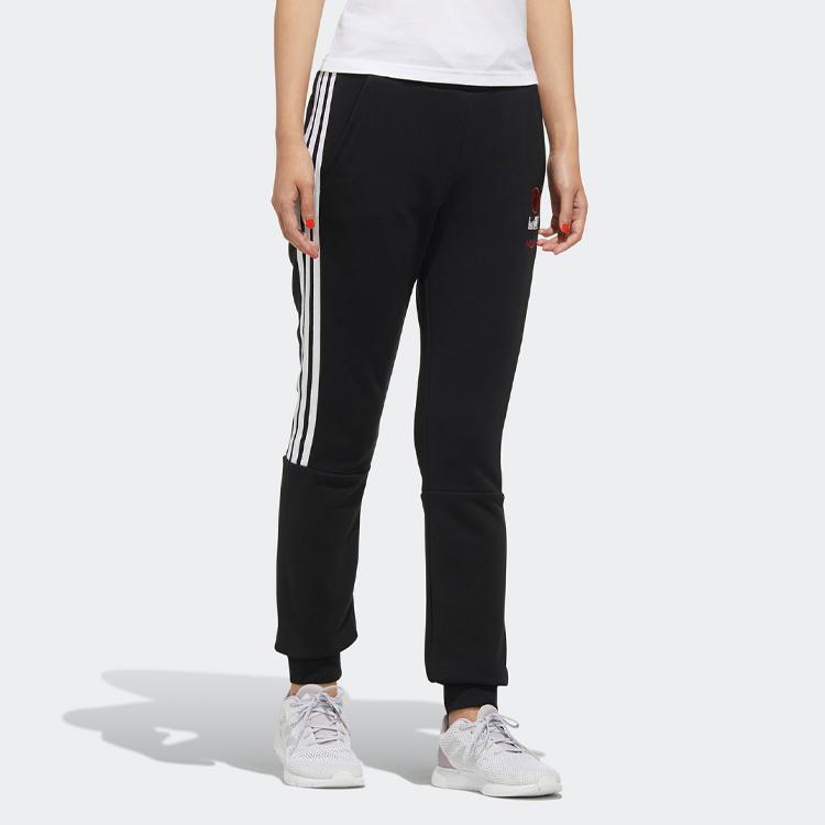 Adidas Neo X Disney Mulan Embroidered Print Vintage Striped Cuffed Sweatpants Women Bottoms Black GK5900