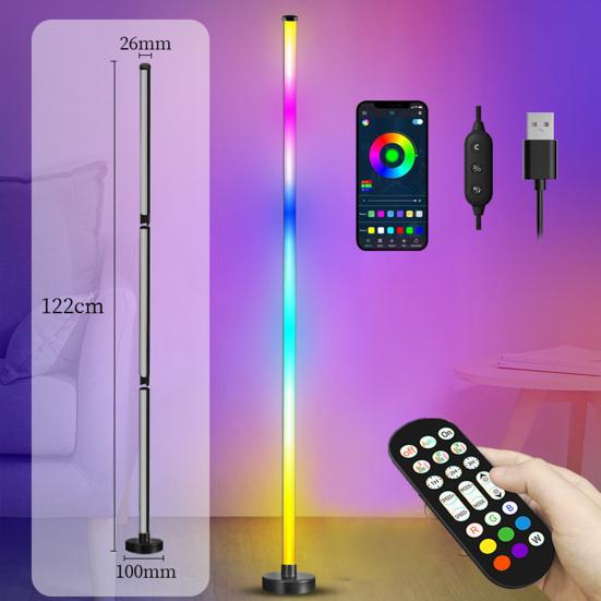 Умный угловой напольный светильник RGB с дистанционным управлением, высокая яркость, защита глаз, не вызывающая раздражения, регулируемый напольный светильник RGB с синхронизацией музыки