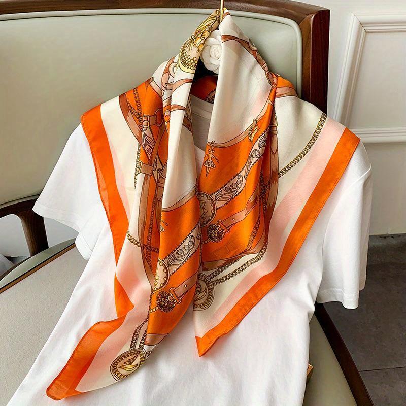 Luxury 70cm Square Simulated Silk Scarf For Women Hijab Hair Bands Neckerchief Female Shawl Ribbon Headband Fashion Wraps Bandana